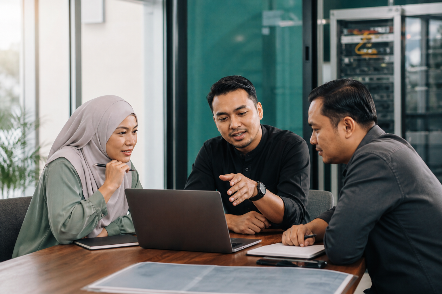 Business team planning IT services with an outsourced specialist